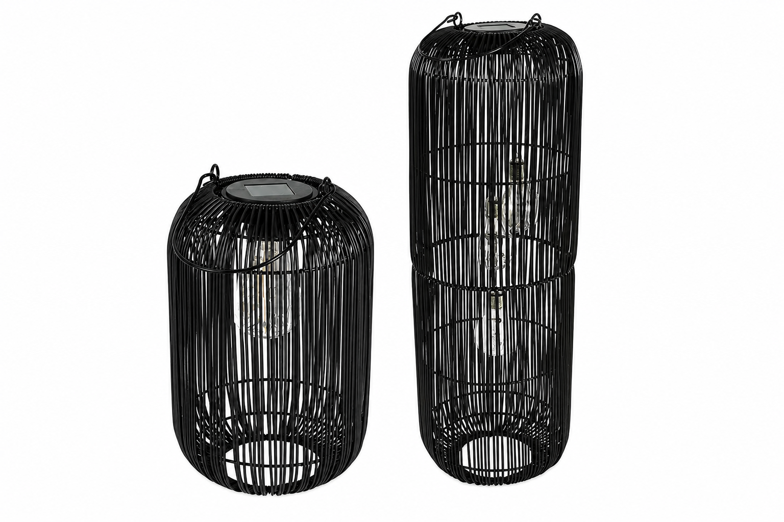Solar Hängelampe Giona Schwarz 39 cm+62 cm – LED Solarlaterne für Garten 2Größen wählbar