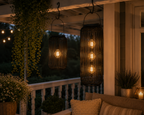 Solar Hängelampe Giona Schwarz 39 cm+62 cm – LED Solarlaterne für Garten 2Größen wählbar