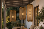 Lade das Bild in den Galerie-Viewer, Solar Hängelampe Giona Natur 32cm+39cm+62cm – LED Solarlaterne für Garten, Terra 3Größen wählbar
