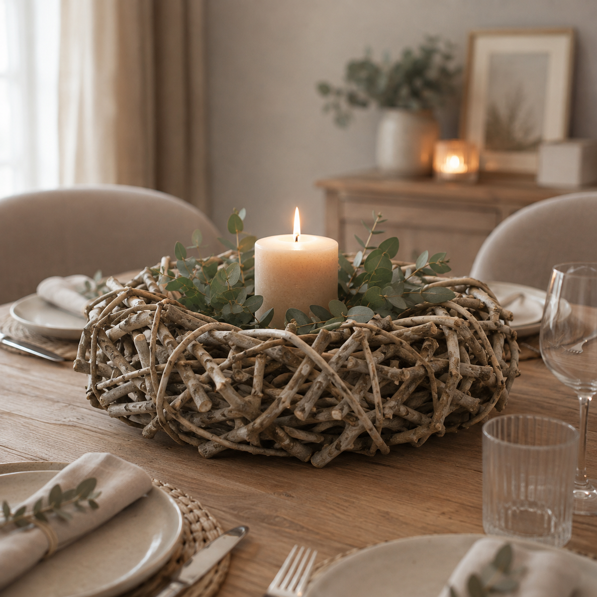 Türkranz grau/weiß gewischt Rattan Kranz Ø22 - 40cm 3Größen wählbar