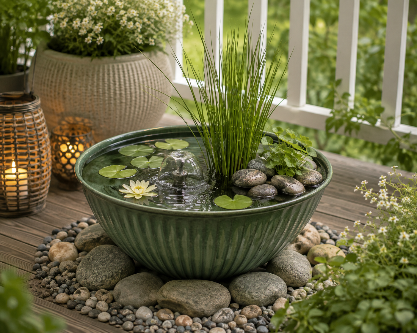 Schale Metall lackiert grün Ø32cm/Ø38cm Wasserwanne Miniteich Teichwanne Pflanzschale 2Größen wählbar