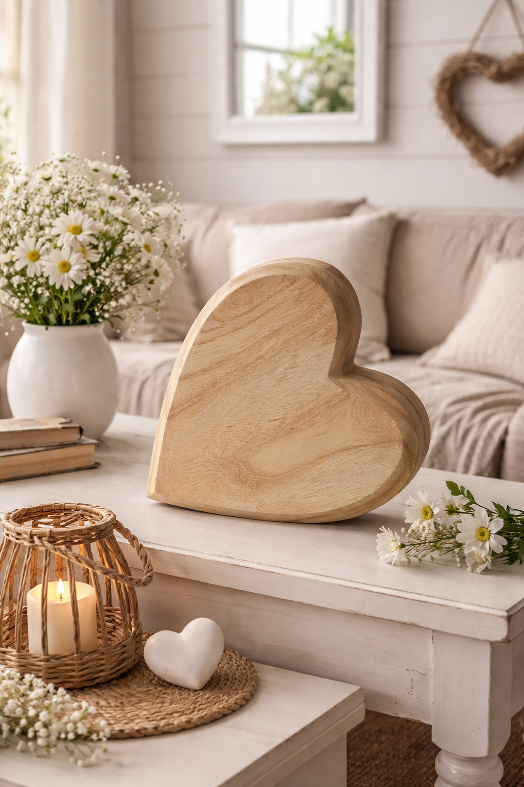 Holz-Herz natur H19cm / H31cm Deko Herz aus Holz für Wand & Tisch Rustikale Holzdeko für Zuhause, Hochzeit, Valentinstag & Geschenk 2Größen wählbar