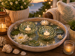 Lade das Bild in den Galerie-Viewer, Schwimmschale Glas für Teelicht grün Ø10 cm Handgefertigte Schwimmdekoration aus besprenktem Glas für Wasserschalen, Teiche &amp; Garten 2farbig sortiert
