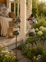 Lade das Bild in den Galerie-Viewer, Gartenstecker Metall Vogel Gartenstab 2-fach sortiert Dekorativer Gartenvogel auf Stab 17x11cm H136cm Wetterfeste Gartendekoration für Garten Terrasse und Beet
