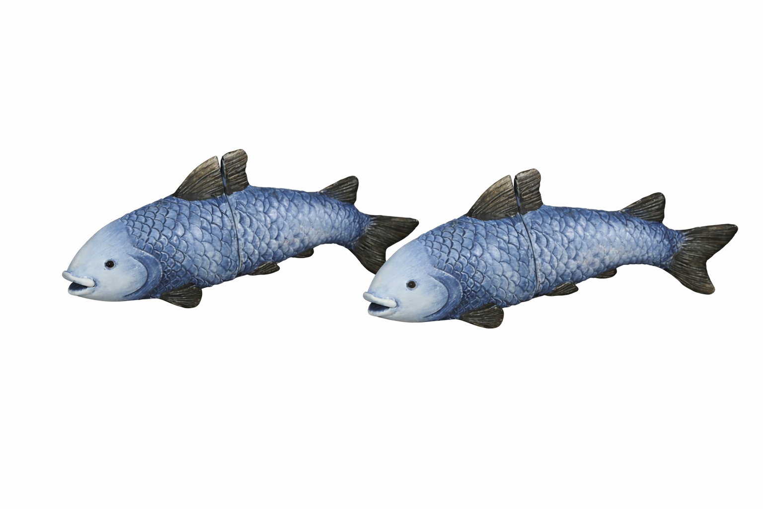 Fisch Magnet 2erSet Blau 15x3cm H6cm – 2-teilig mit Magnet Dekorativer Fisch aus Polyresin für Kühlschrank, Metallflächen & Maritime Deko