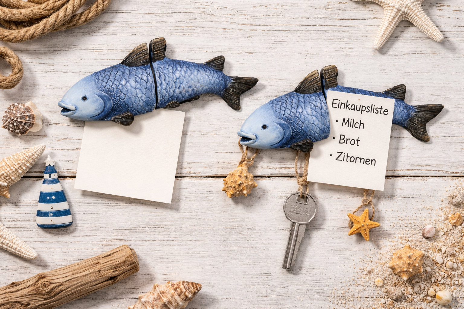 Fisch Magnet 2erSet Blau 15x3cm H6cm – 2-teilig mit Magnet Dekorativer Fisch aus Polyresin für Kühlschrank, Metallflächen & Maritime Deko