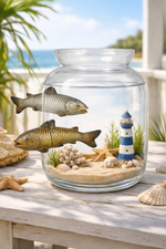 Lade das Bild in den Galerie-Viewer, Fisch Magnet 2erSet silber/gold 15x3cm H6cm – 2-teilig mit Magnet Dekorativer Fisch aus Polyresin für Kühlschrank, Metallflächen &amp; maritime Deko
