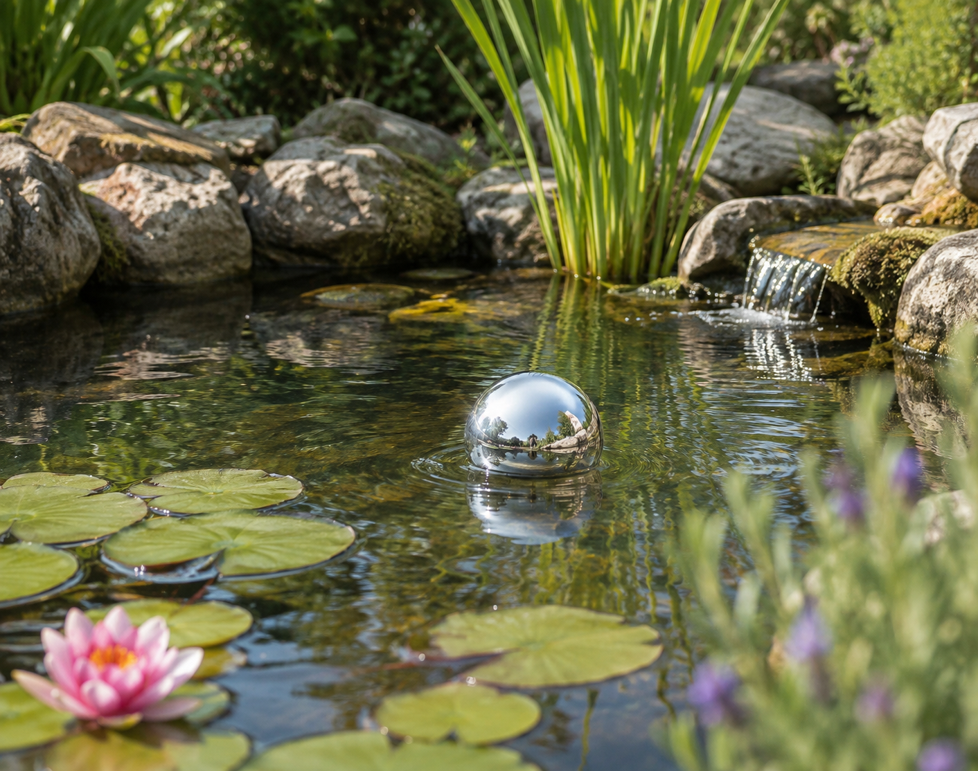 Edelstahl Kugel poliert glänzend silber Ø15cm Garten Schwimm Teich
