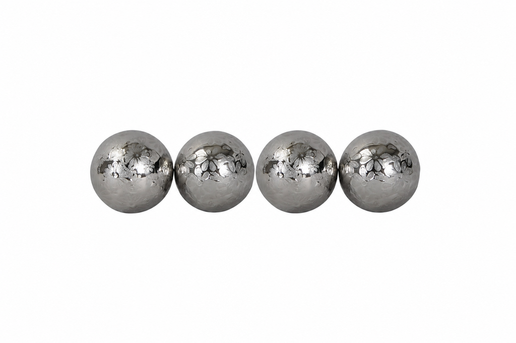 Schwimmkugel 2fach sort. silber Ø4cm/Ø6cm/Ø10cm Blüten Porzellan Gartendekoration Schwimmende Deko Kugeln für Teich, Brunnen & Wasserschalen Elegante Garten Deko 3Größen wählbar