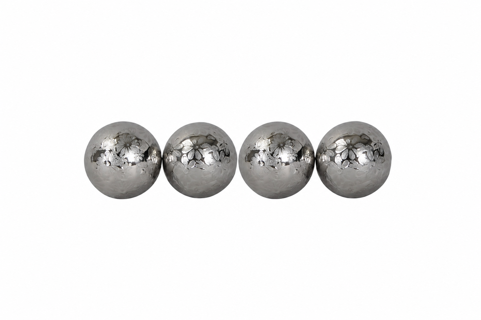 Schwimmkugel 2fach sort. silber Ø4cm/Ø6cm/Ø10cm Blüten Porzellan Gartendekoration Schwimmende Deko Kugeln für Teich, Brunnen & Wasserschalen Elegante Garten Deko 3Größen wählbar
