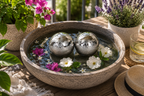 Schwimmkugel 2fach sort. silber Ø4cm/Ø6cm/Ø10cm Blüten Porzellan Gartendekoration Schwimmende Deko Kugeln für Teich, Brunnen & Wasserschalen Elegante Garten Deko 3Größen wählbar