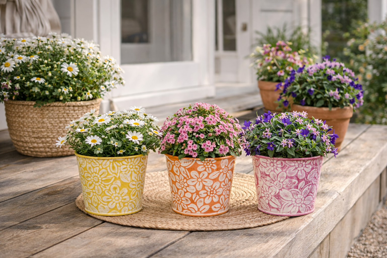 Blumentopf Metall 3 Farben sortiert Ø11xH10cm & Ø 3xH12cm Pflanztopf in Gelb, Orange oder Pink Übertopf 2 Größen Wählbar