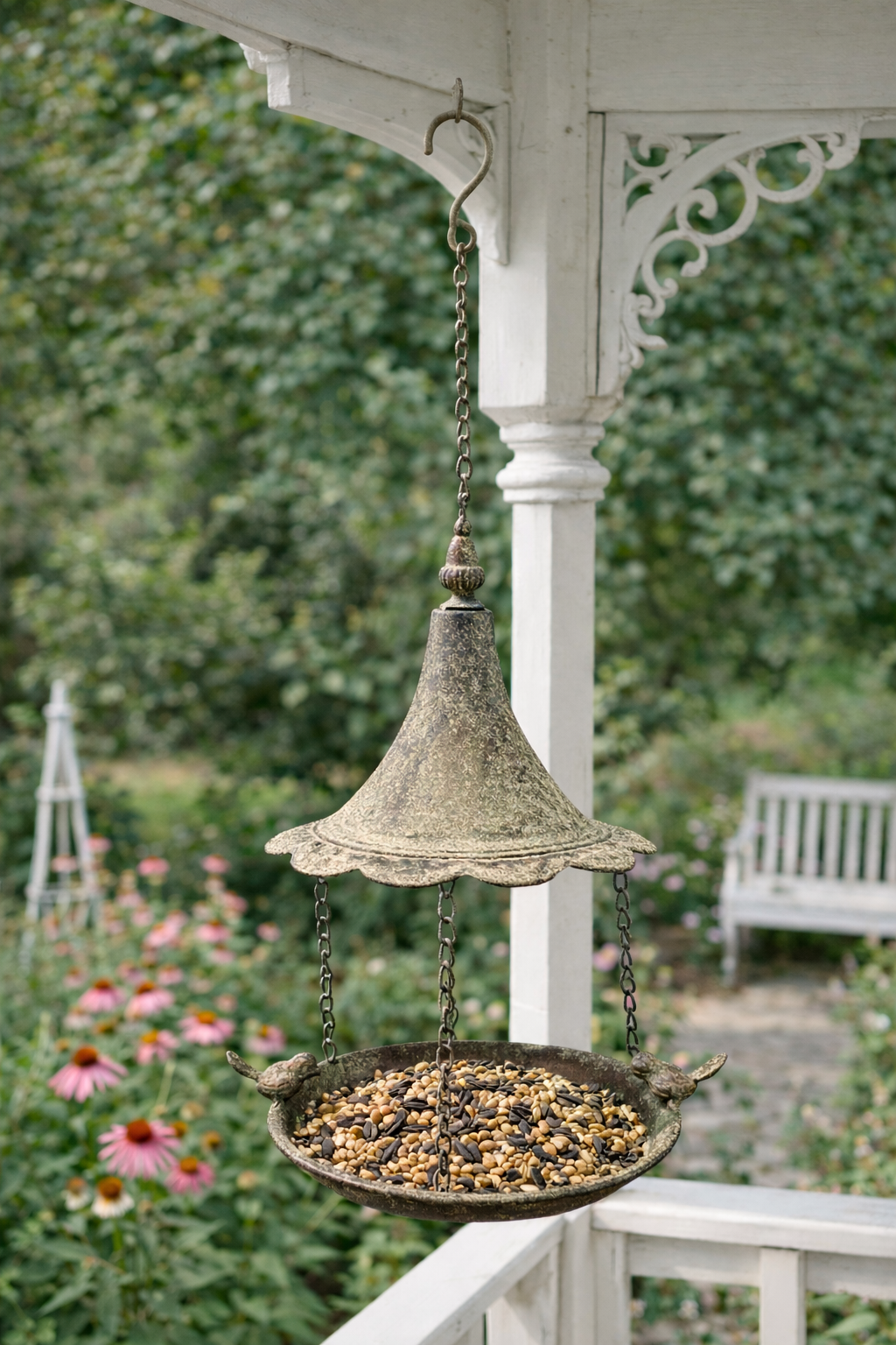 Vogeltränke Vogelbad hängend Metall 25x20cm H37cm Futterstelle Futterschale Garten