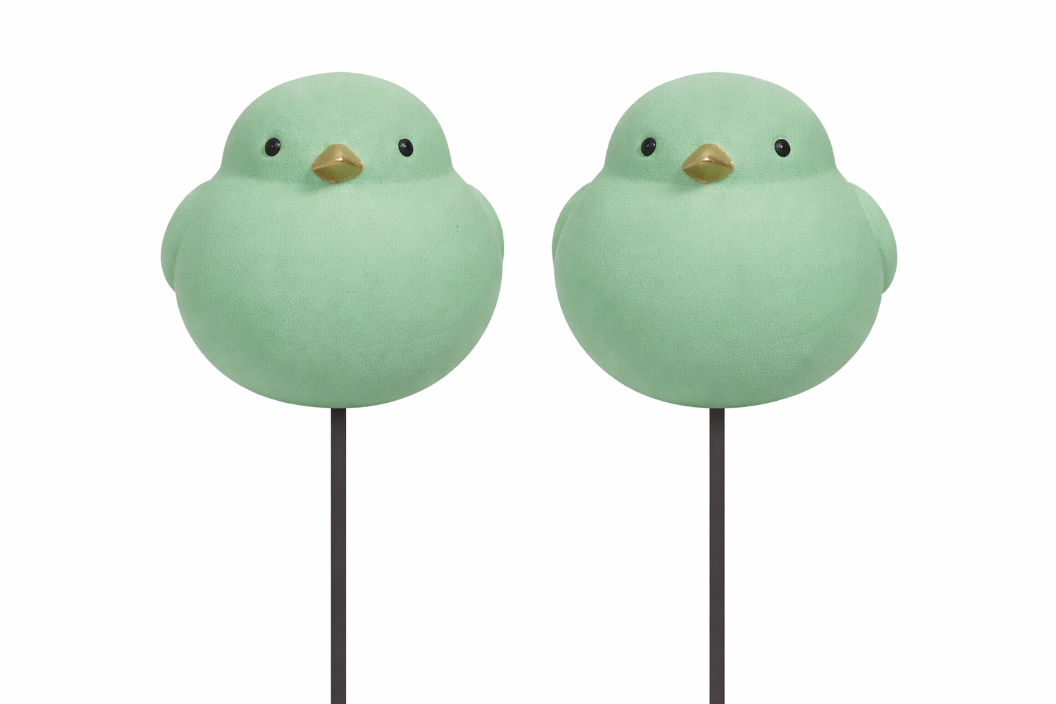 Gartenstecker Vogel am Pick Keramik mint 2er Set Ø10cm H9,5cm + Stab 73cm Dekorativer Gartenstab mit Vogelmotiv