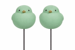 Lade das Bild in den Galerie-Viewer, Gartenstecker Vogel am Pick Keramik mint 2er Set Ø10cm H9,5cm + Stab 73cm Dekorativer Gartenstab mit Vogelmotiv
