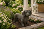 Dackel Figur Braun 50 x 18 x 31 cm – Dekorativer Hund als Gartenfigur, Tierfigur für Garten, Terrasse, Balkon und Wohnbereich