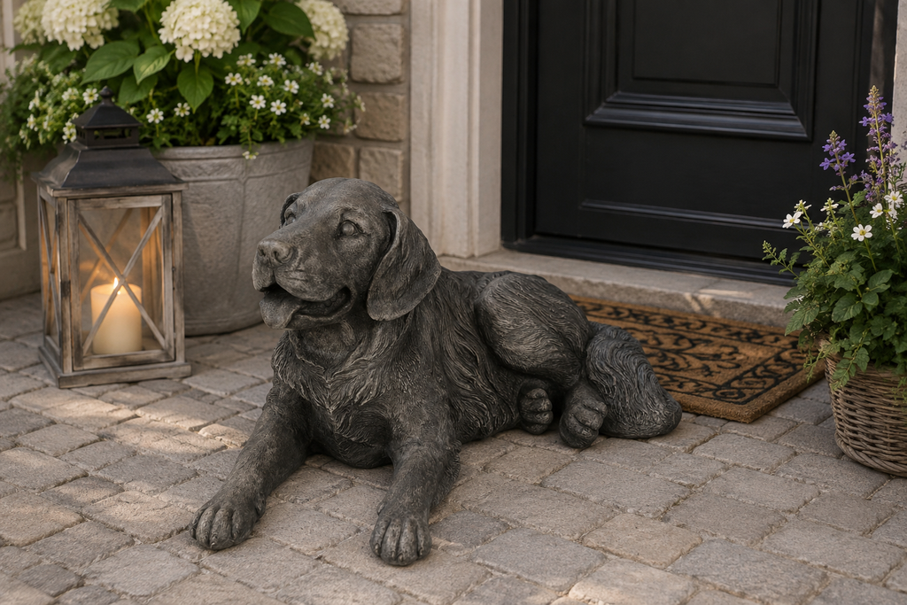 Golden Retriever Figur Braun 61 x 39 x 36 cm – Dekorativer Hund als Gartenfigur, Tierfigur für Garten, Terrasse, Balkon und Wohnbereich