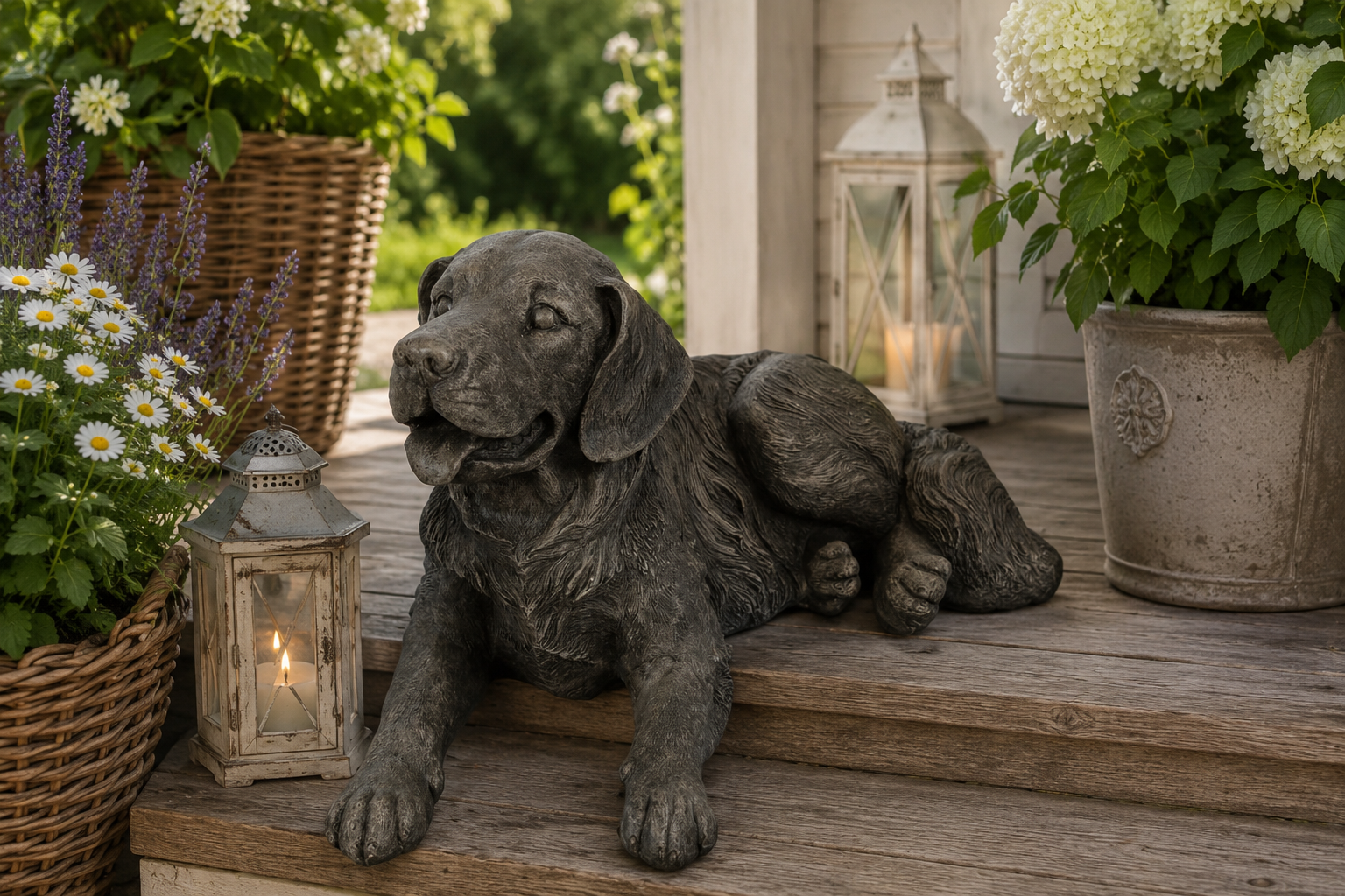 Golden Retriever Figur Braun 61 x 39 x 36 cm – Dekorativer Hund als Gartenfigur, Tierfigur für Garten, Terrasse, Balkon und Wohnbereich