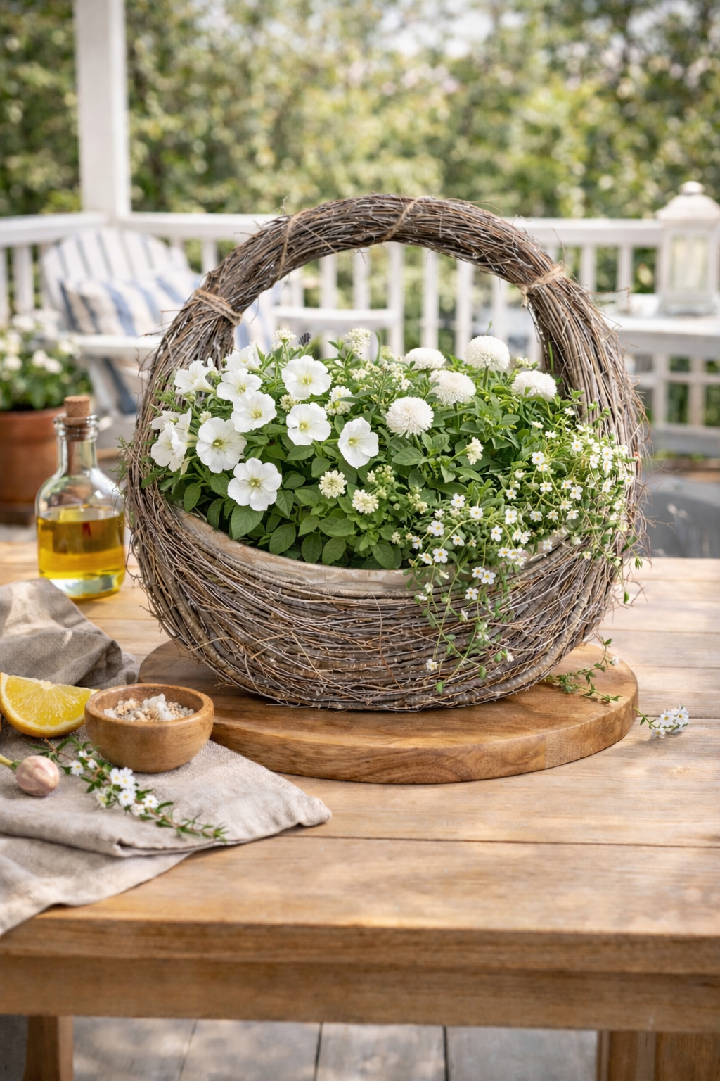 Pflanzkorb Tasche aus Birkenreisig WILLOW 30x11cm H41cm Pflanztasche Blumentopf Übertopf Pflanzgefäß Garten-Deko für Draußen