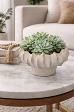 Lade das Bild in den Galerie-Viewer, Schale Zement creme/gold gewischt Pflanzgefäß Ø23cm H13,5cm
