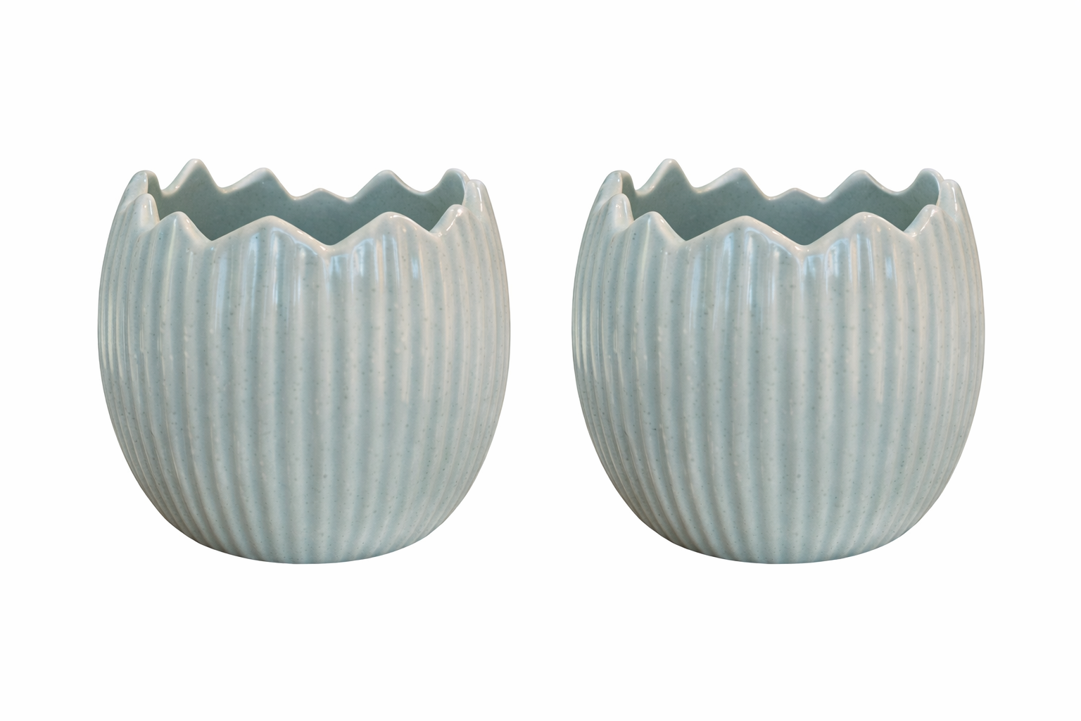 Pflanzei Eierschalen 2er Set - Pflanzgefäß Keramik mint Eierschalen - Topf Blumentopf Ø10,5cm H10cm