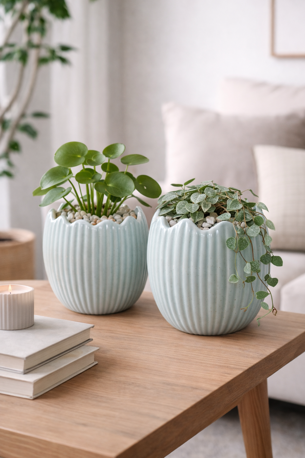 Pflanzei Eierschalen 2er Set - Pflanzgefäß Keramik mint Eierschalen - Topf Blumentopf Ø10,5cm H10cm