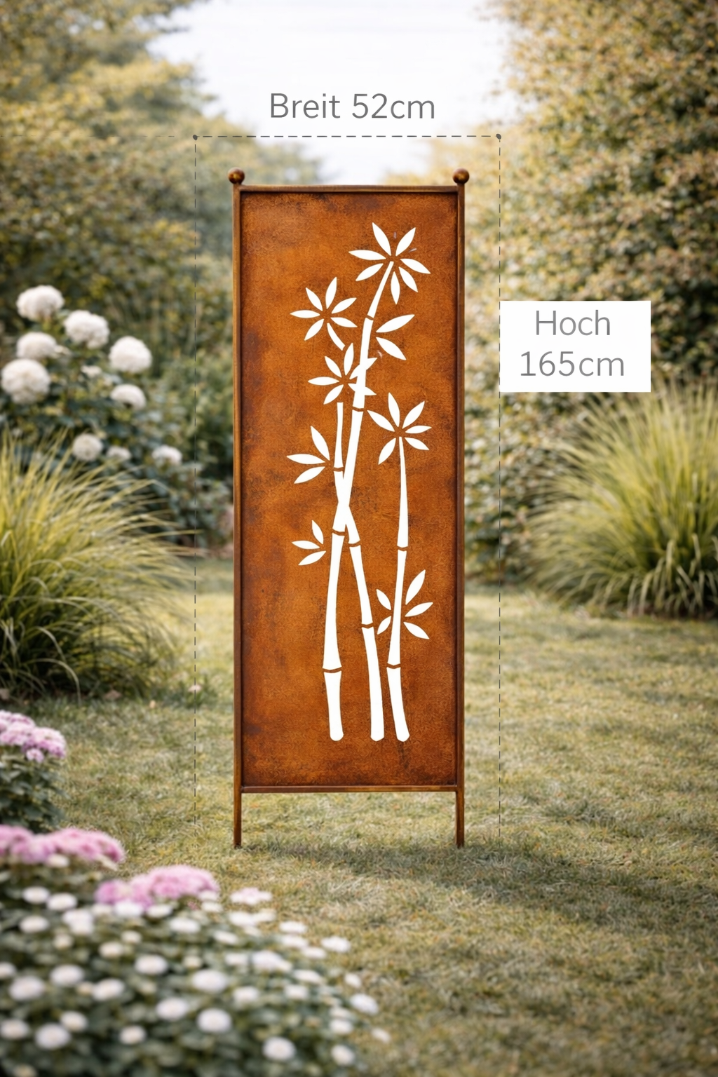 Stele Metall "Bambus" Sichtschutz Edelrost  in 3 Größen wählbaru