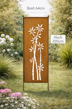 Stele Metall "Bambus" Sichtschutz Edelrost  in 3 Größen wählbaru