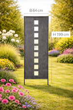 Lade das Bild in den Galerie-Viewer, Stele mit Quadraten grau Metall Sichtschutz B64cm H199cm
