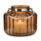 Glas-Windlicht mit Henkel, Braun, Ø 27 cm x H 22 cm Dekorative Laterne für Garten, Terrasse, Balkon und Wohnbereich