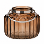 Glas-Windlicht mit Henkel, Braun, Ø 27 cm x H 22 cm Dekorative Laterne für Garten, Terrasse, Balkon und Wohnbereich