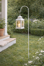 Metall Stab mit Haken H110cm – Rankstab / Hirtenstab aus Metall – Weiß – Gartenstab für Deko, Pflanzen & Laternen Gartenstecker