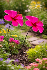 Lade das Bild in den Galerie-Viewer, Sonnenfänger Ringelblume 2er Set am Swingstab Gartenstecker Ø14cm H84cm pink Stecker Garten
