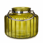 Glas-Windlicht mit Henkel, Grün, Ø 27 cm x H 22 cm Dekorative Laterne für Garten, Terrasse, Balkon und Wohnbereich