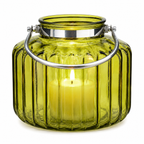 Glas-Windlicht mit Henkel, Grün, Ø 27 cm x H 22 cm Dekorative Laterne für Garten, Terrasse, Balkon und Wohnbereich