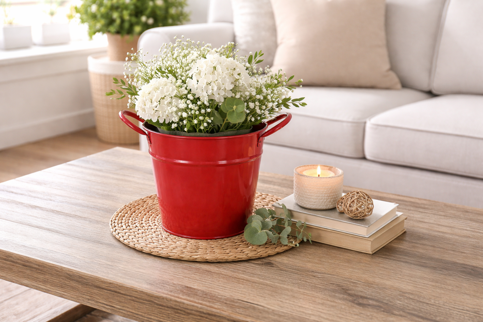 Metall Topf Übertopf Blumentopf Eimer mit Griff rot Ø13+19cm H12+18cm Pflanzgefäß 2Größen wählbar