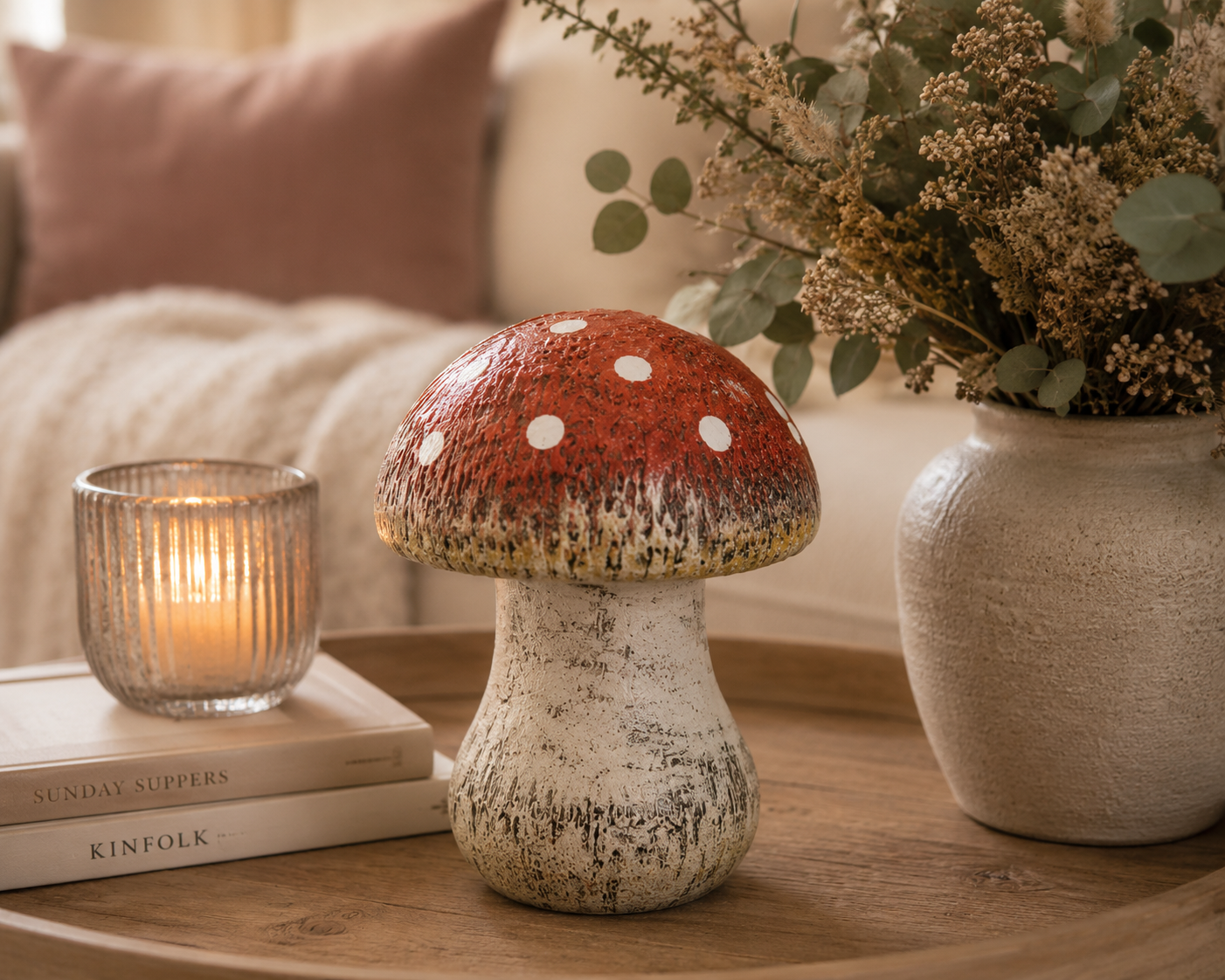 Pilz Keramik Garten Wald rot-natur Ø14cm H18cm Herbst Herbstdeko Dekoration