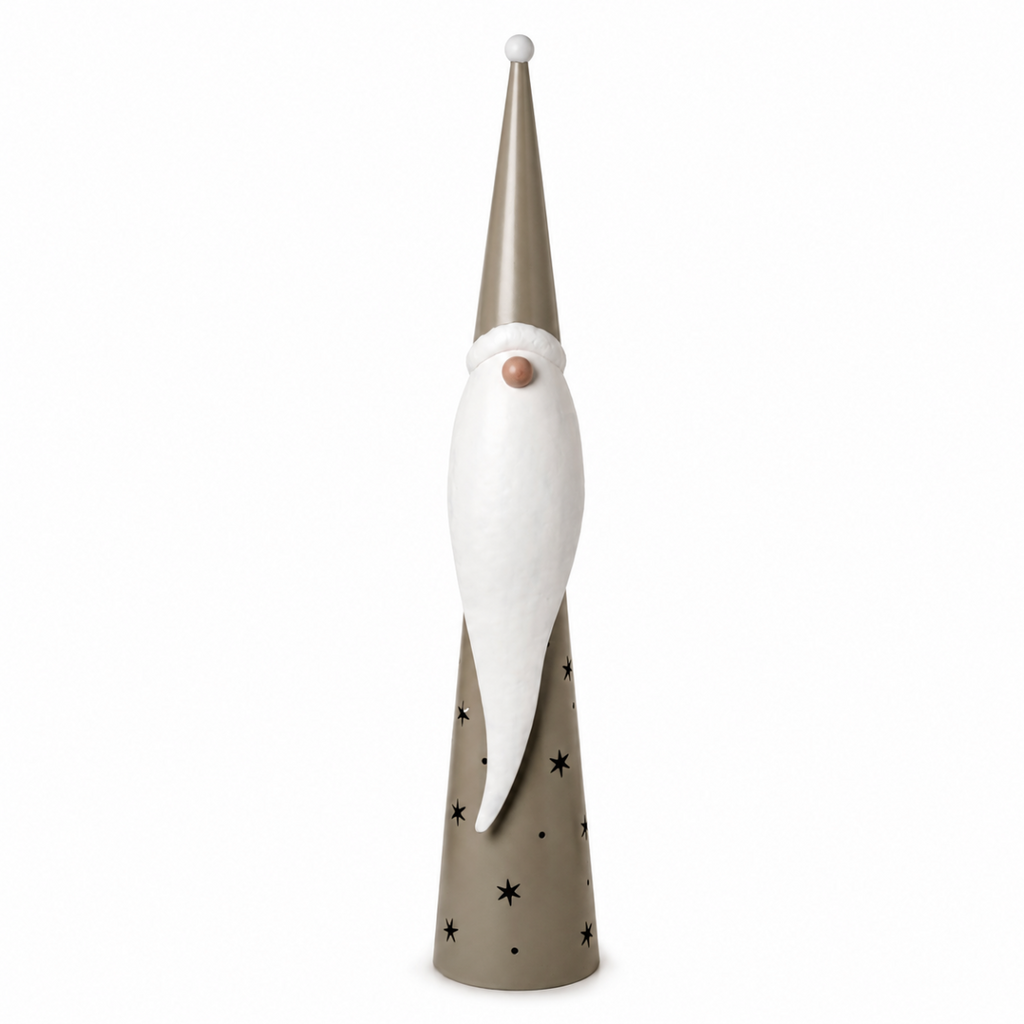 Santa Weihnachtsfigur in Grau Metall – 11 x 13 x 79 cm – Dekorative Weihnachtsdeko für Wohnbereich, Flur & Fensterbank