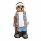 Erdmännchen Winterfigur aus Keramik – Grau/Blau – 12 x 26 cm – Dekorative Skulptur für Winter & Weihnachten