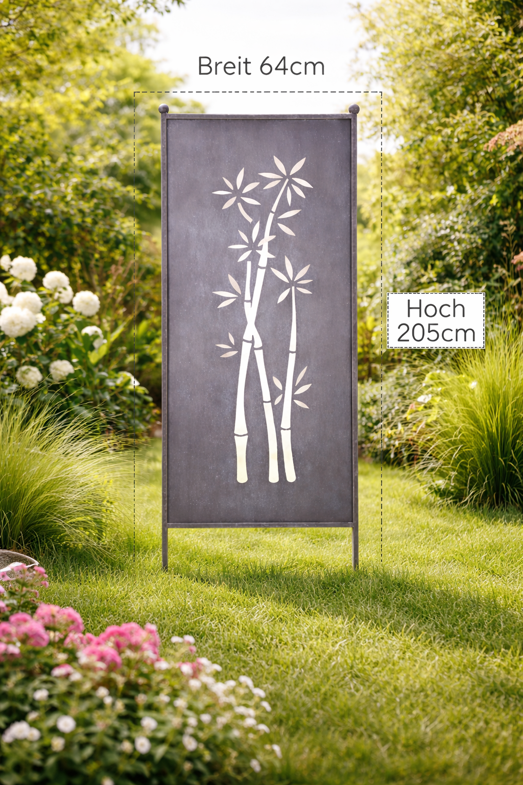 Stele Bambus grau Metall in 3 Größen wählbar