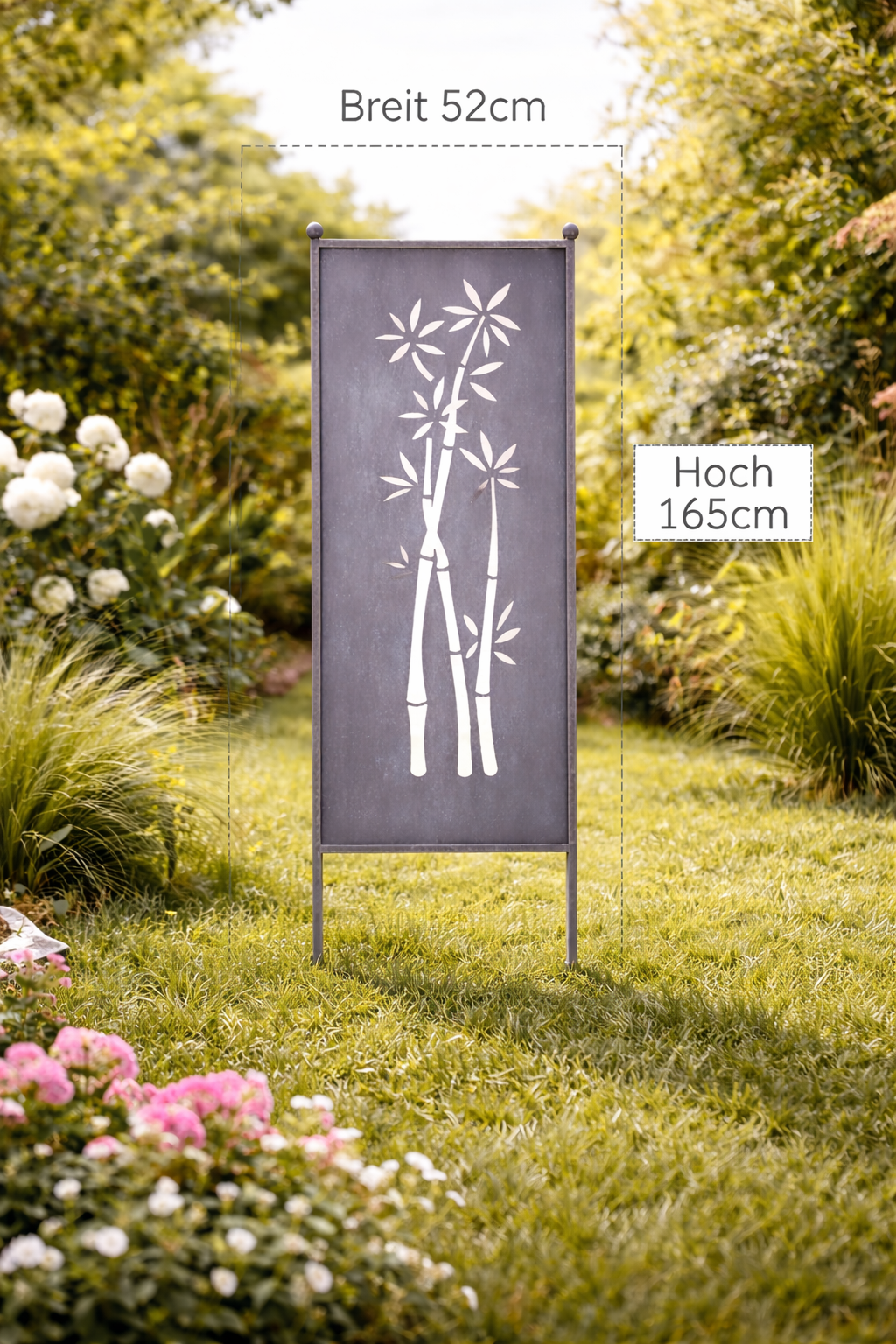Stele Bambus grau Metall in 3 Größen wählbar