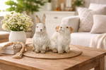 Lade das Bild in den Galerie-Viewer, Hase Ostern Figur weiss Polyresin 2erSet 11x7cm H13cm Skulptur Landhaus

