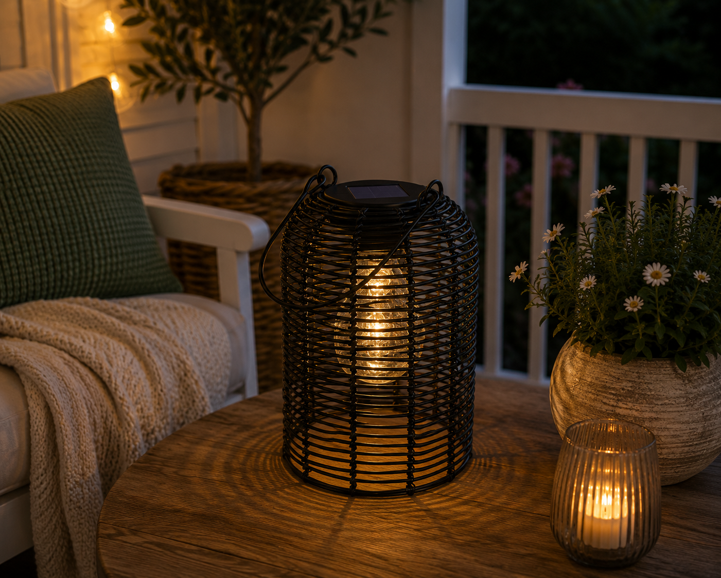 Solar Hängelampe Dara Black – LED Solarlaterne 15 x 9cm H20cm Warmweiß, IP44, dekorative Gartenleuchte zum Aufhängen für Balkon, Terrasse & Garten