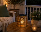 Solar Hängelampe Dara Natur – LED Solarlaterne 15 x 9cm H20cm Warmweiß, IP44, dekorative Gartenleuchte zum Aufhängen für Balkon, Terrasse & Garten