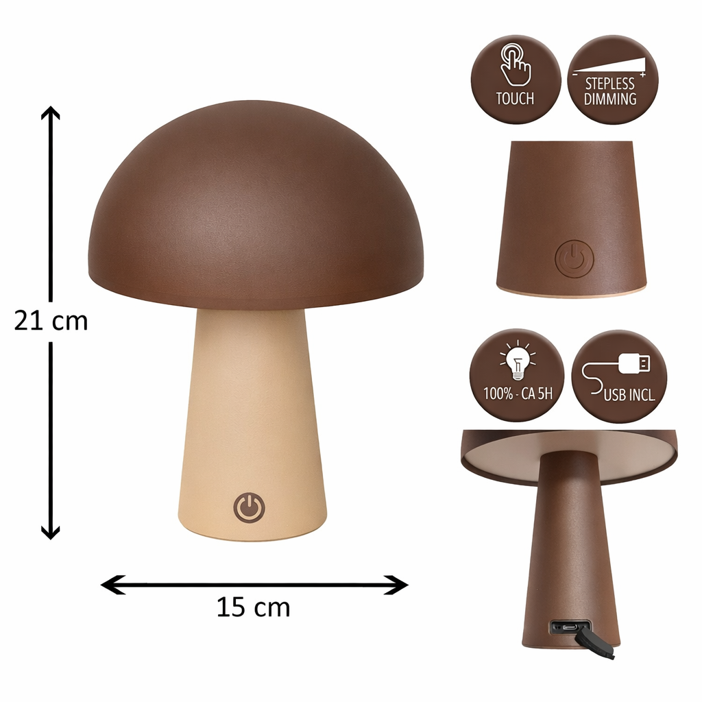 LED Tischlampe kabellos 15x21cm Matt Sand Touch-Dimmer 3 Lichtfarben (2800K–6000K) Akku Tischleuchte mit USB-Kabel 80cm Moderne LED Lampe für Wohnzimmer, Schlafzimmer & Terrasse