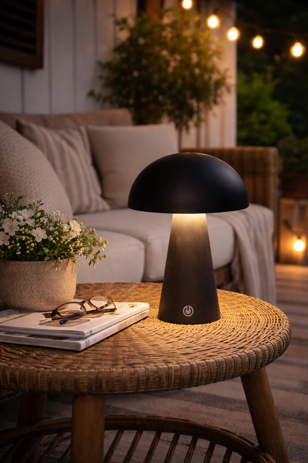 LED Tischlampe kabellos 15x21cm Matt Schwarz Touch-Dimmer 3 Lichtfarben (2800K–6000K) Akku Tischleuchte mit USB-Kabel 80cm Moderne LED Lampe für Wohnzimmer, Schlafzimmer & Terrasse