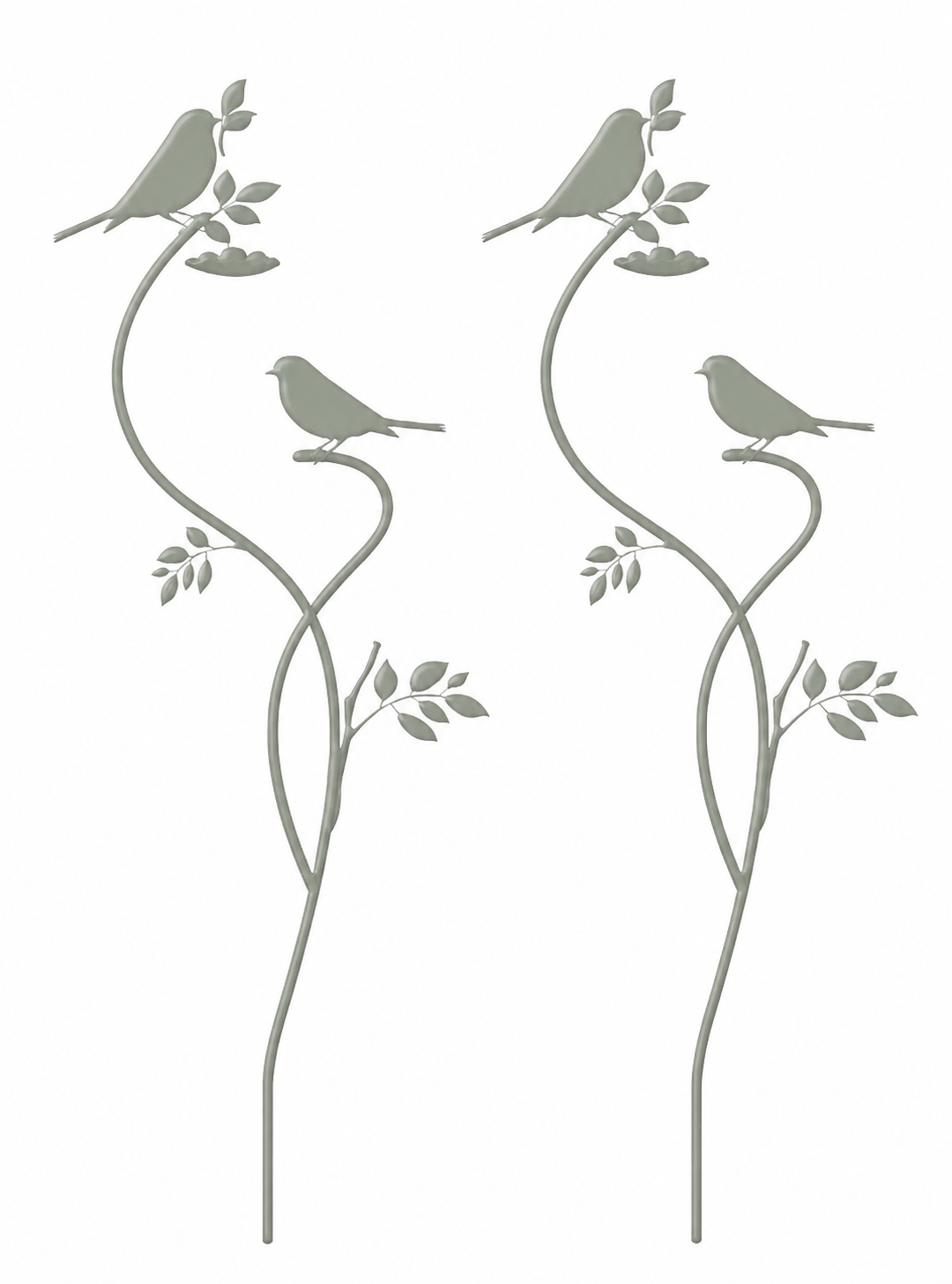 Gartenstecker Vogel 2er Set aus Metall mint Design Gartendeko am Stab Dekorativer Vogelstecker für Garten, Balkon und Blumentopf B18cm H80 cm