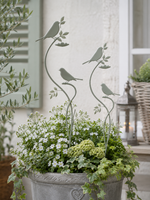 Lade das Bild in den Galerie-Viewer, Gartenstecker Vogel 2er Set aus Metall mint Design Gartendeko am Stab Dekorativer Vogelstecker für Garten, Balkon und Blumentopf B18cm H80 cm
