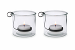 Lade das Bild in den Galerie-Viewer, 2x Windlicht Deko Kerzenhalter H10cm + H12cm Teelichthalter Glas mit herausnehmbarer Halterung aus Eisen für Teelicht 2Größen wählbar
