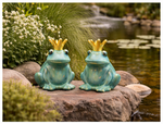 Lade das Bild in den Galerie-Viewer, Frosch Keramik mit Krone grün 2er Set Dekofiguren 8,5 × H11,5 cm Gartenfigur Froschkönig Figuren für Wohn- &amp; Gartendeko
